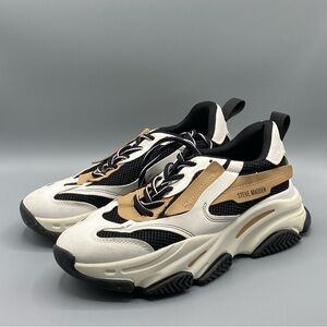 Steve Madden Men's Black and Cream Sneakers